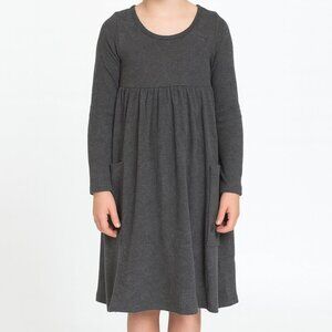 Remie Girl Pocket Dress Grey Ribbed Size 8 Flowy Minimalist Preppy